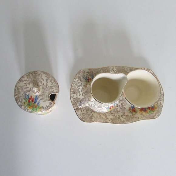 Vintage Sugar and Creamer Tray set, Shelton Ivory - Picture 3 of 10